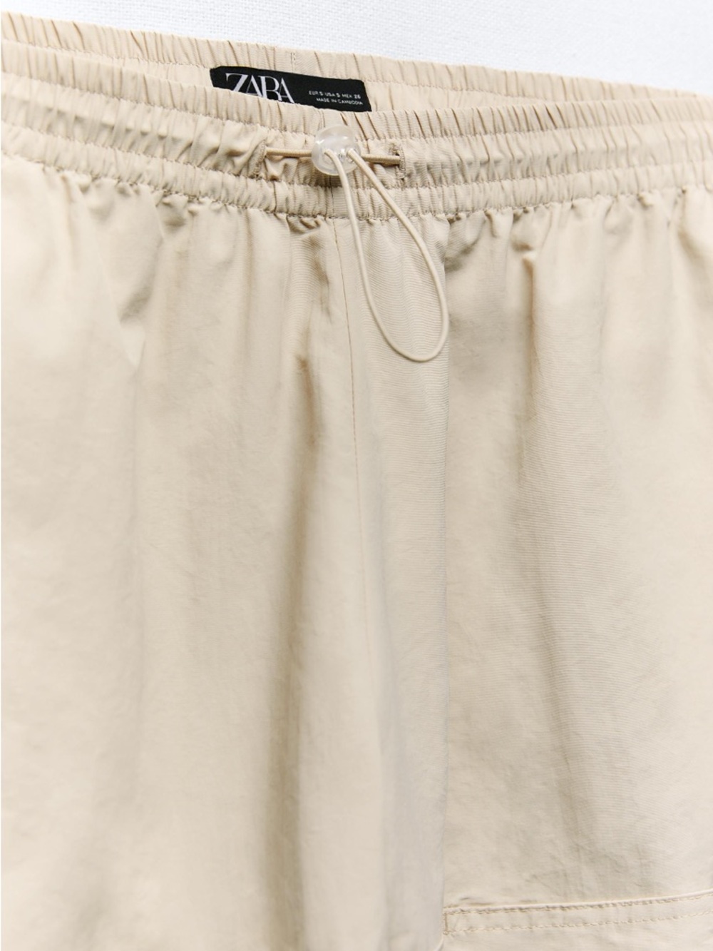 Zara Beige Wide Leg Drawstring Parachute Pants - XS NWT - Picture 7 of 10